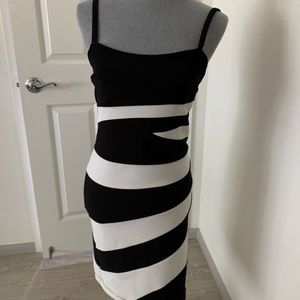 Black and white mid dress
